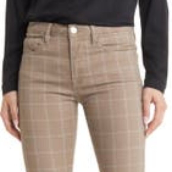 FRAME denim Le Crop High Waist Mini Bootcut Jeans NWT beige check $248 30 - Picture 2 of 6